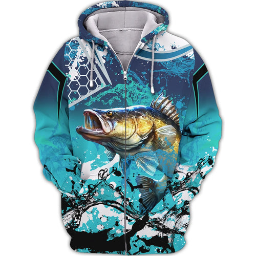 Bass Fishing Blue 3D Hoodie Shirt For Men Hunting Life Hoodie Gifts FISH0068