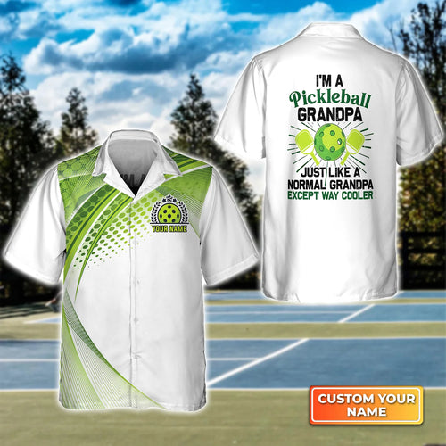 Pickleball Grandpa Like Normal Grandpa Personalized Name 3D Hawaiian Shirt QB95 Gift For Pickleball Player PKL0094