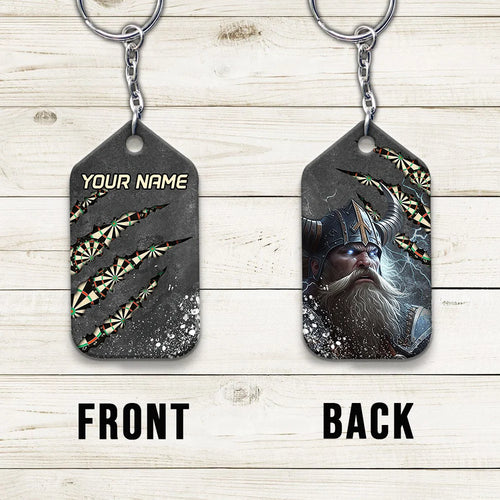 Thunder Dartboard Personalized Name 3D Viking And Darts Keychain For Dart Team Player 02 ORN0180