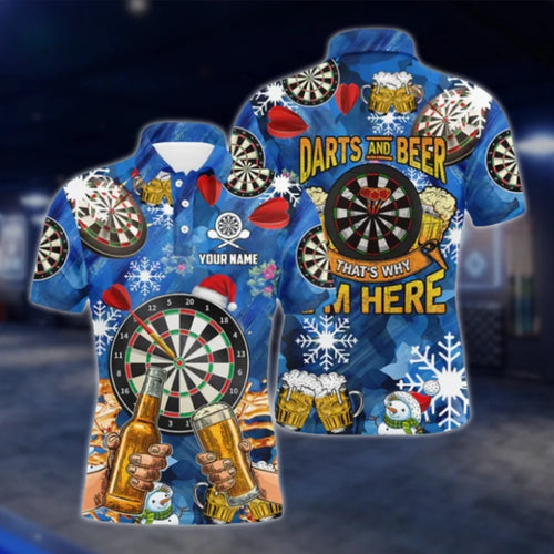 Custom Darts And Beer That's Why I'm Here Men's Funny Dart Polo Shirt, Custom Beer Dart Shirts DAT0448