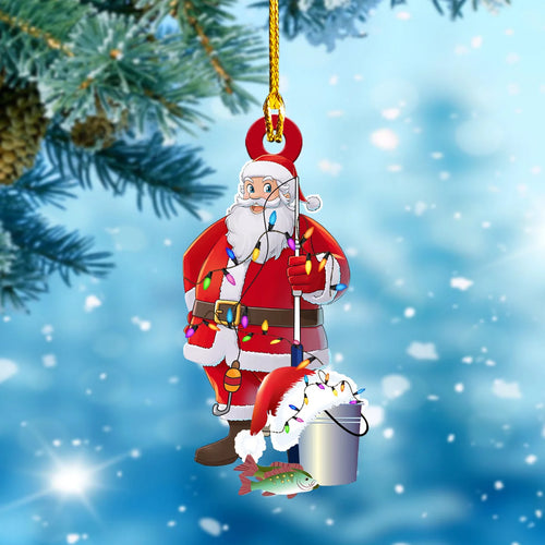 Santa Claus Fishing - Shaped Ornament 08 ORN0066