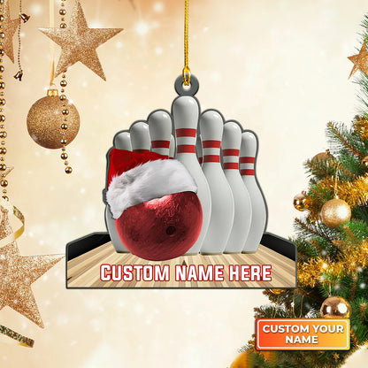 Red Bowling Ball And Roll Christmas Ornament Gift For Bowling Player ORN0087
