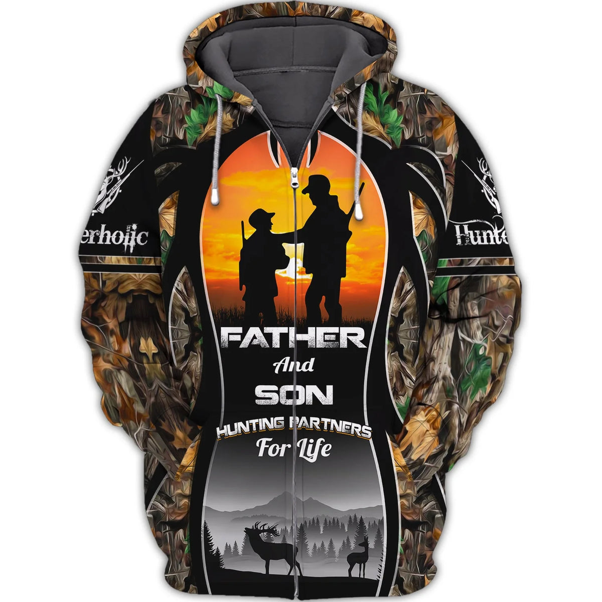 Father And Son Hunting Partners For Life Personalized Name 3D Zipper Hoodie 152, Nvc97 HNT0073
