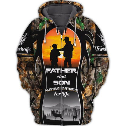 Father And Son Hunting Partners For Life Personalized Name 3D Zipper Hoodie 152, Nvc97 HNT0073