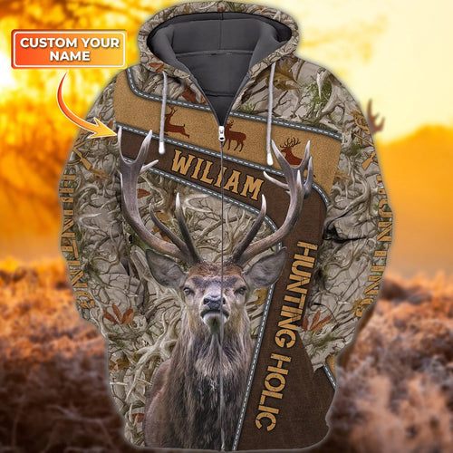 Hunting - 327 - Personalized Name 3D Zipper hoodie - Co98 HNT0086