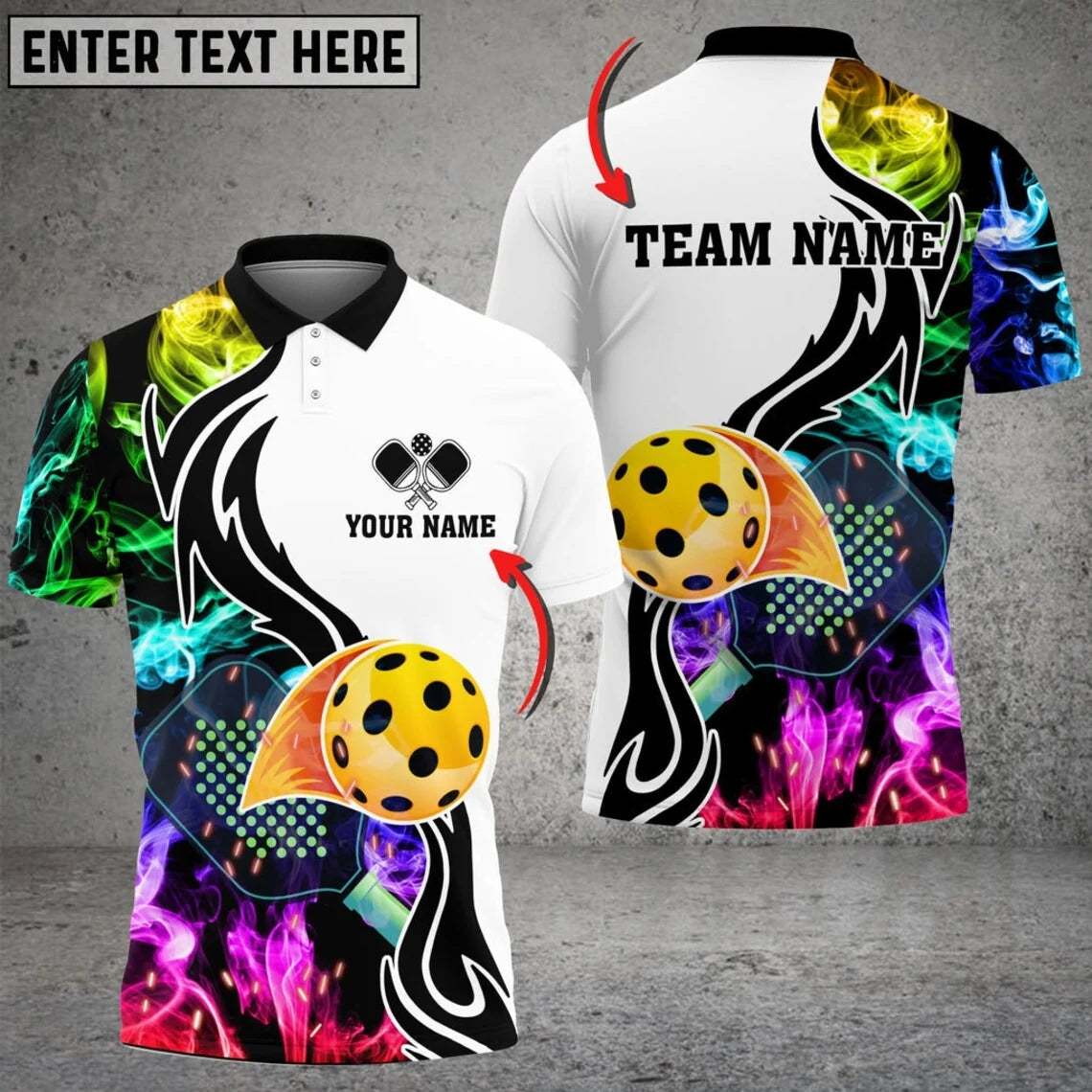 Pickleball Rainbow Smoke Personalized Name & Team Name 3D Shirts Tad Gift For Pickleball Player PKL0081