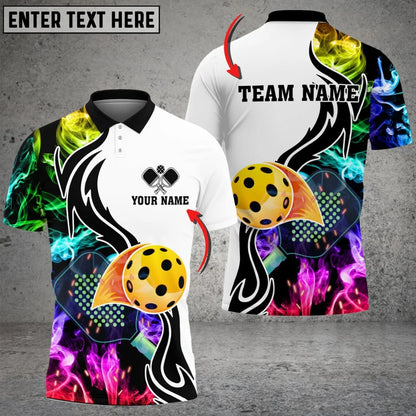 Pickleball Rainbow Smoke Personalized Name & Team Name 3D Shirts Tad Gift For Pickleball Player PKL0081