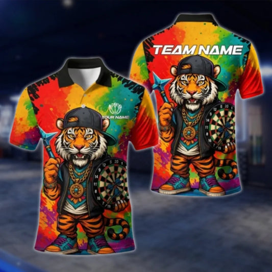 Custom Tiger Dart Mens Polo Shirt Graffiti, Custom Tiger Dart Team Shirts DAT0317
