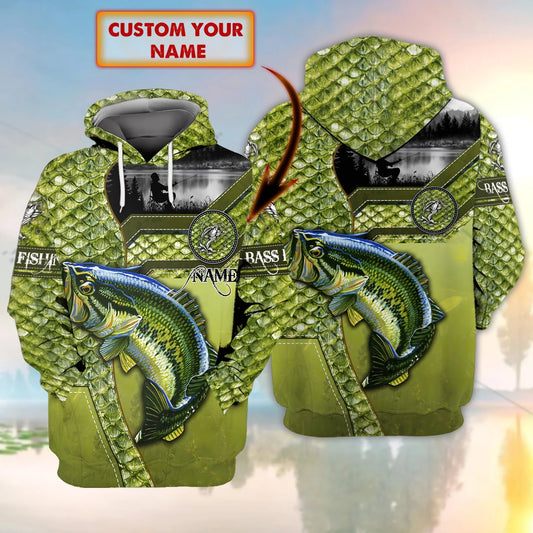 Bass Fishing 01 - Personalized Name 3D Hoodie - 173 FISH0084