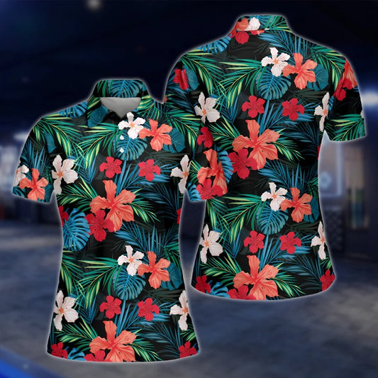 Tropical Golf Polo Shirts For Women, Tropical Golf Shirts Womens GOF0270