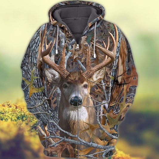 238 Deer Hunting 3D Zipper Hoodie HNT0016