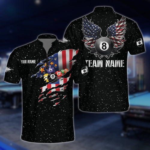 Custom American Flag Eagle Billiard Jersey For Mens, Custom Patriotic Team Billiard Shirts BLD0149