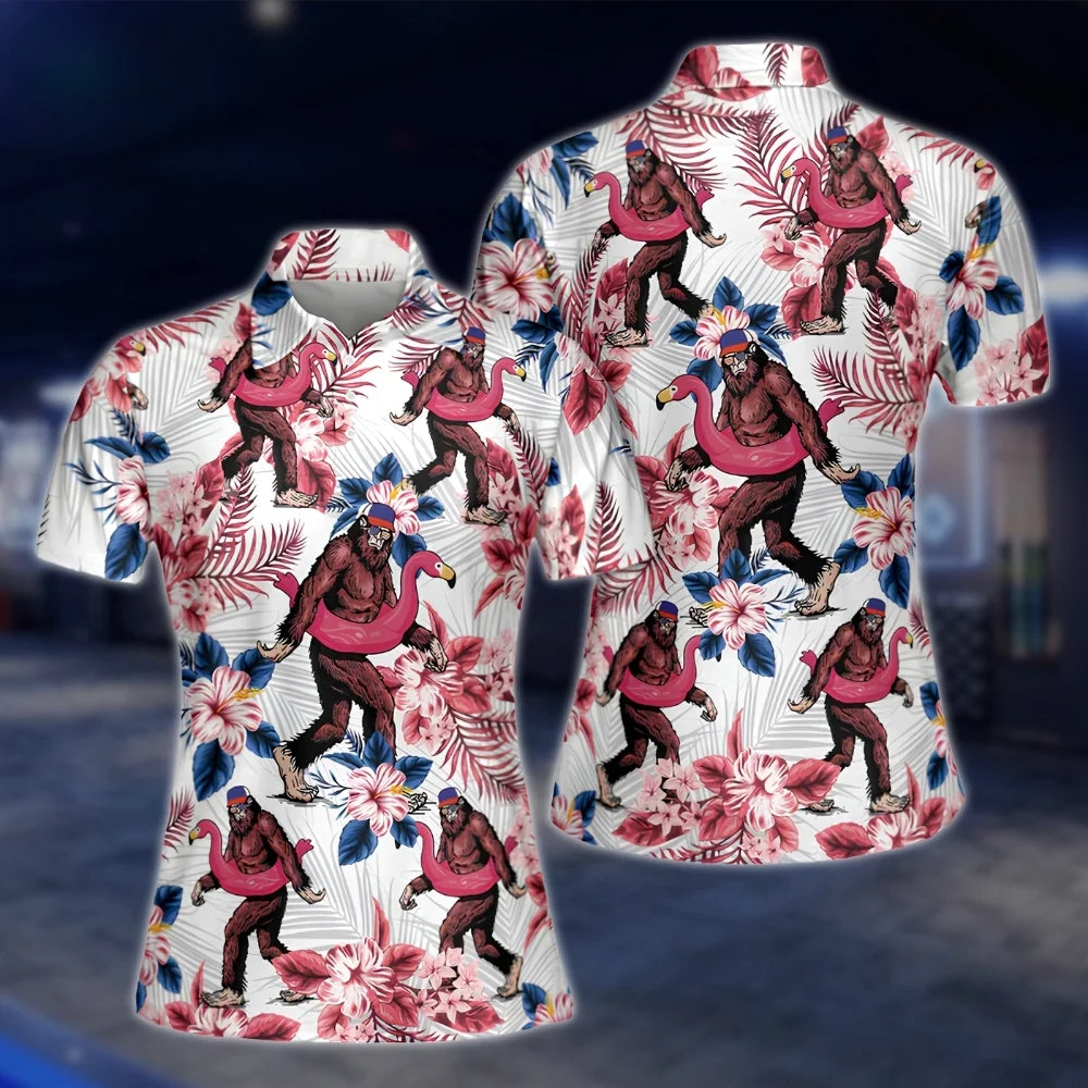 Bigfoot Tropical Golf Polo Shirts For Women, Ladies Bigfoot Golf Shirts GOF0274