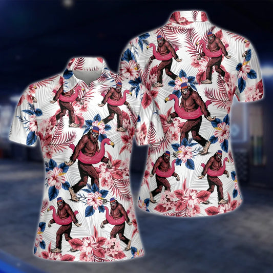Bigfoot Tropical Golf Polo Shirts For Women, Ladies Bigfoot Golf Shirts GOF0274