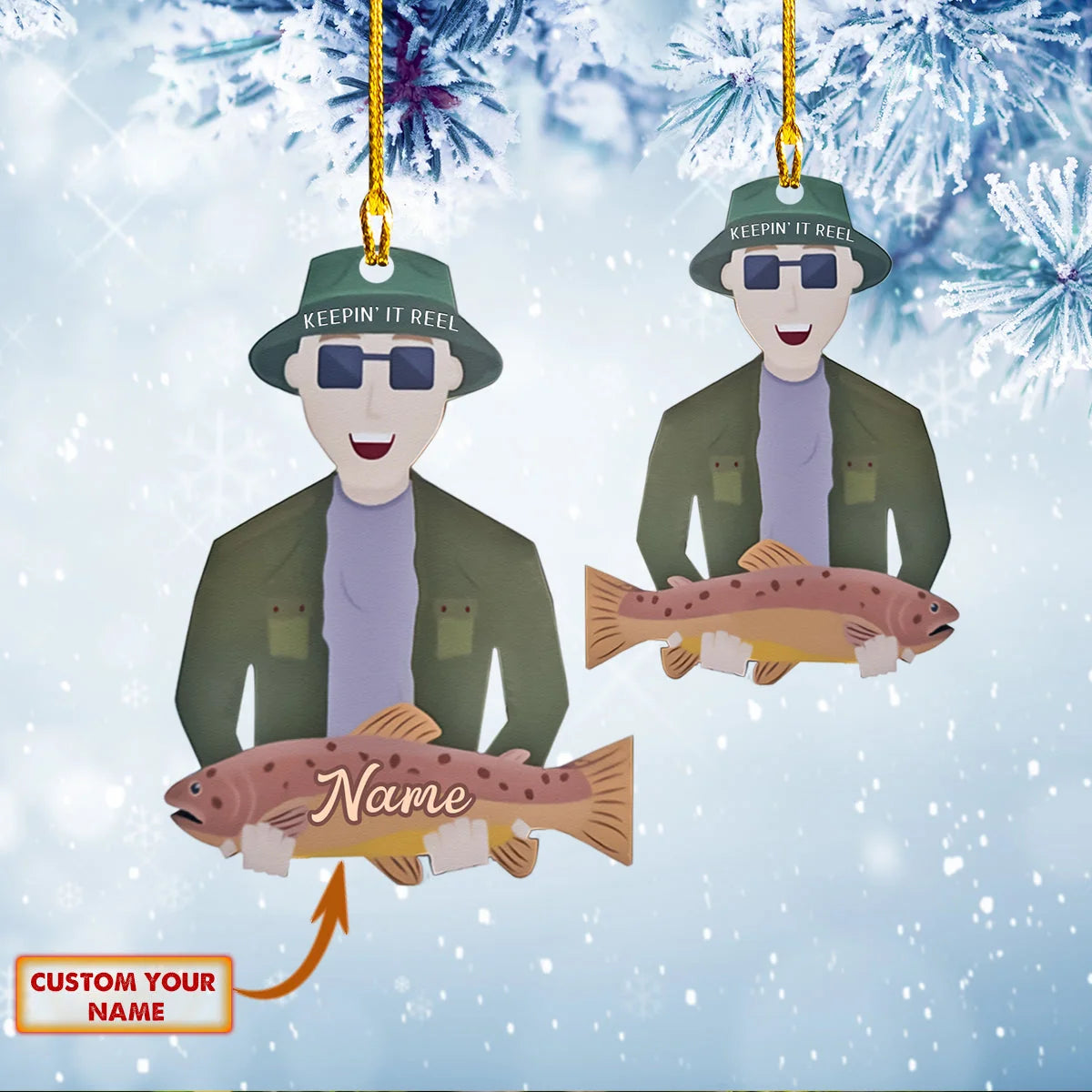 Custom Shaped Ornament - Fishing Lovers ORN0088