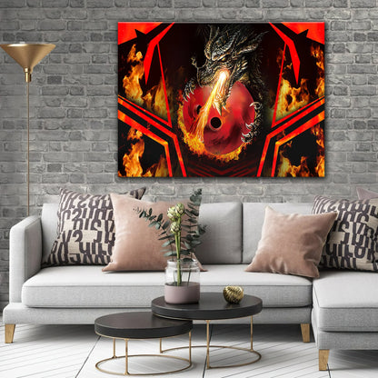 Dragon Fire Flame Graphic Printed Canvas Bowl Game Living Room Decor Gift For Bowlers ORN0141