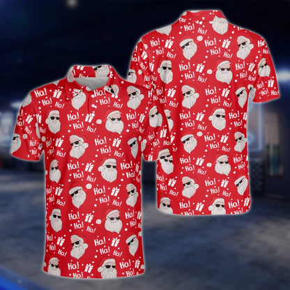 Funny Santa Red Mens Golf Polo Shirt, Christmas Golf Shirt GOF0134