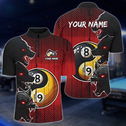 Custom Wolf Billiard Jersey For Men, Custom 8 Ball And 9 Ball Wolf Pool Billiard Team Shirts BLD0255