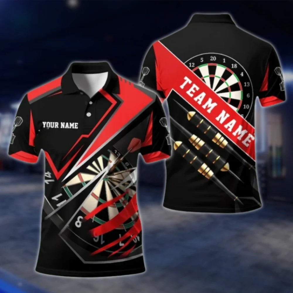 Custom Mens Red Darts Team Polo Shirt, Custom Darts Shirt For Team DAT0401