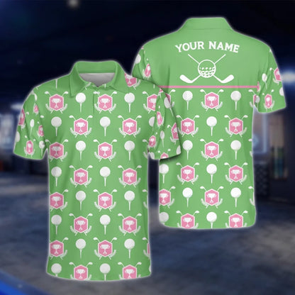 Personalised Green Golf Polo Shirts For Men, Custom Name Golf Shirts GOF0225