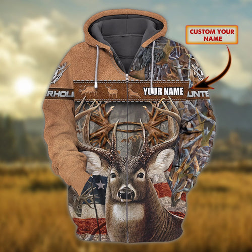 Hunting- 271 - Personalized Name 3D Zipper hoodie - Co98 HNT0063