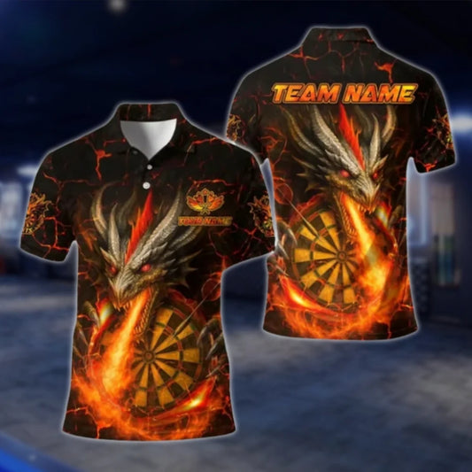 Custom Dragon Fire Dart Polo Shirt For Men, Custom Dragon Dart Team Shirts DAT0316