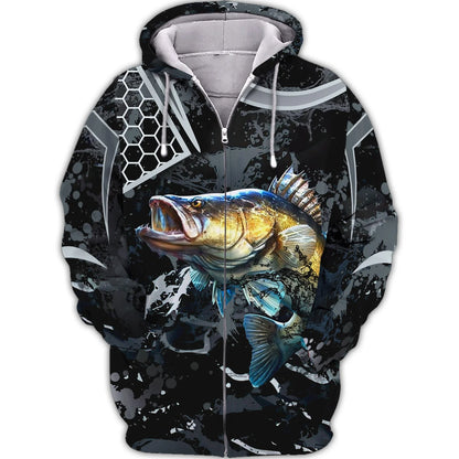 Bass Fishing Black 3D Hoodie Shirt For Men Hunting Life Hoodie Gifts FISH0070