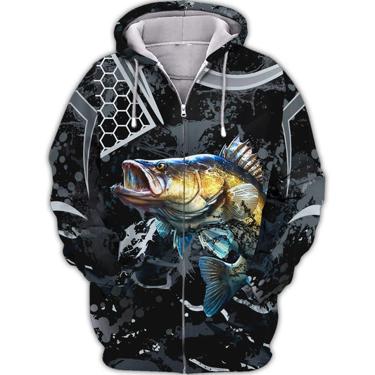 Bass Fishing Black 3D Hoodie Shirt For Men Hunting Life Hoodie Gifts FISH0070