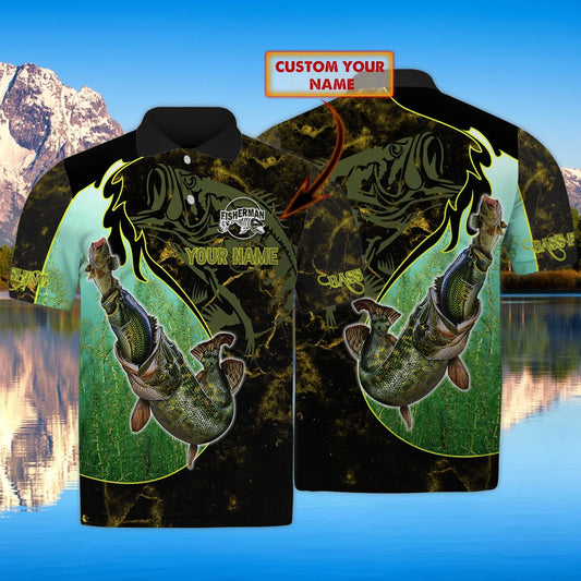 Bass Fishing New - Personalized Name 3D Polo Shirt FISH0194