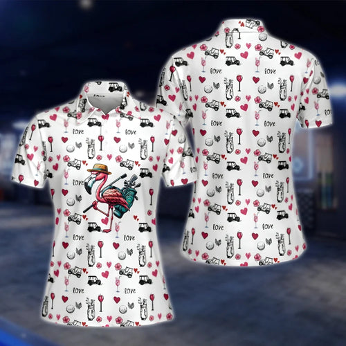 Cute Flamingo Golf Polo Shirts For Women, Flamingo Golf Shirts Ladies GOF0281