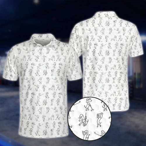 Dachshund Dog Mens White Black Golf Polo Shirt, Dachshund Golf Shirt GOF0125