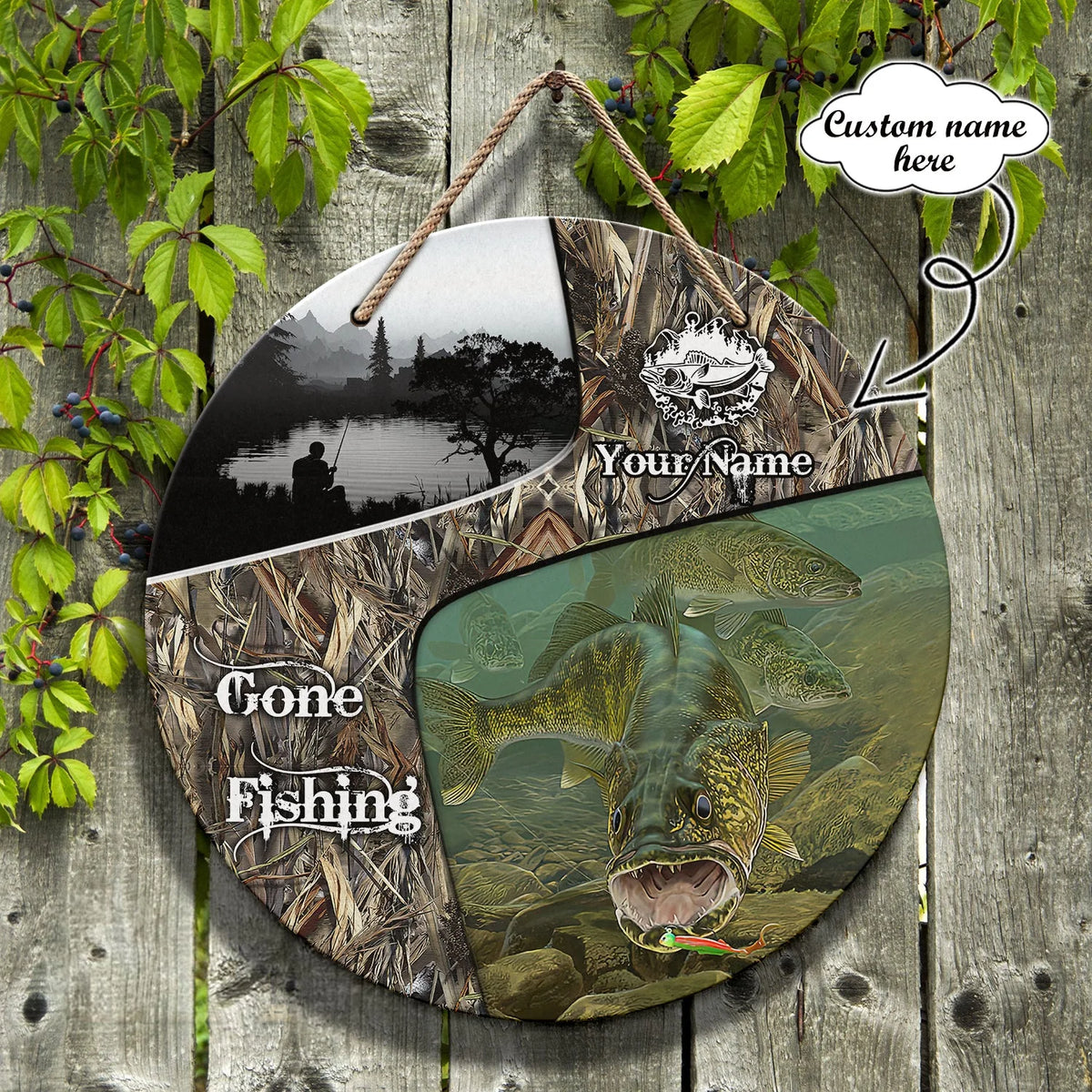 Custom Wooden Sign - Gone Fishing 2 - Nsd99 ORN0138