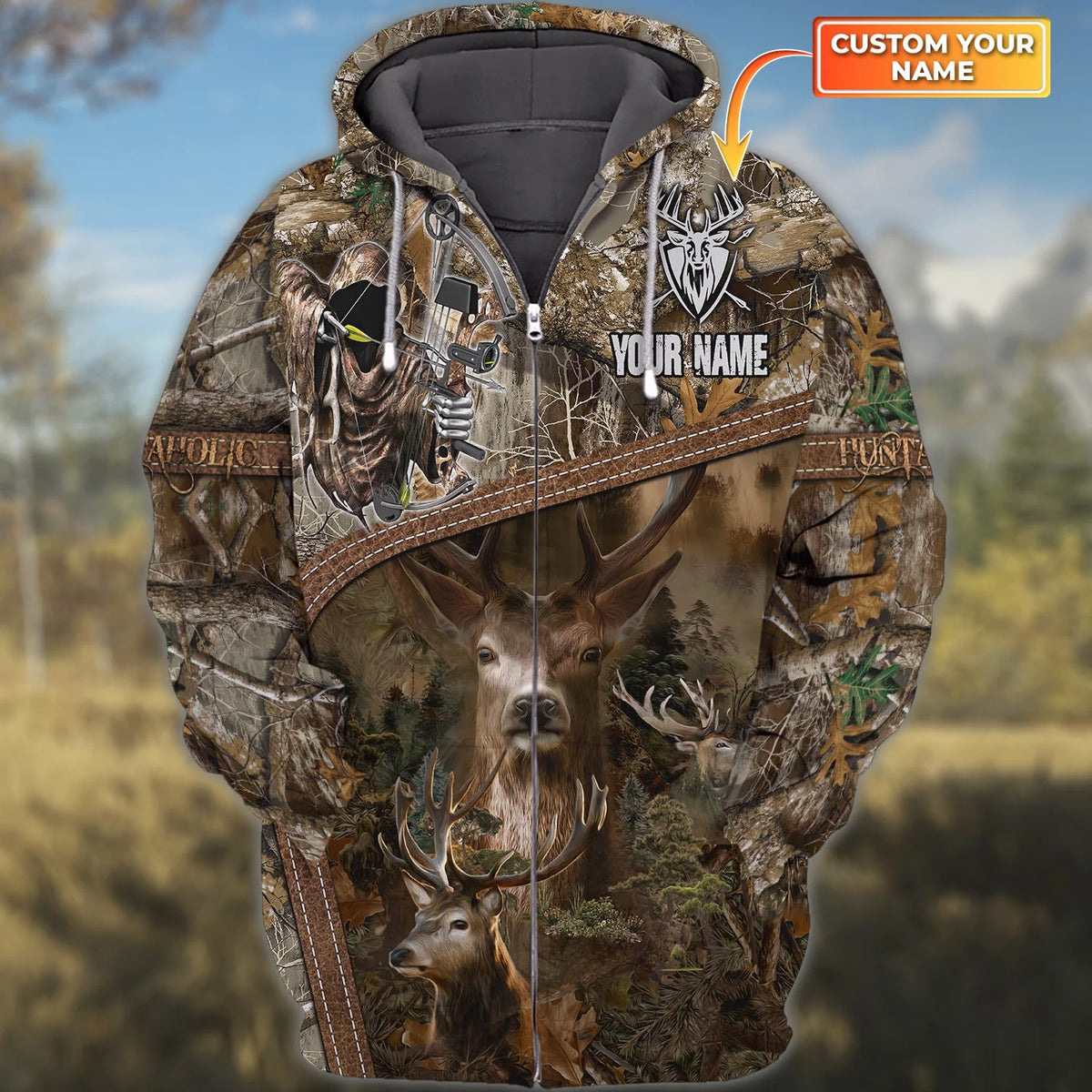 Hunting - Personalized Name 3D Zipper hoodie - HNT0111