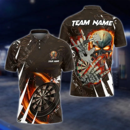 Custom Skeleton Dart Polo Shirt For Men, Custom Skull Darts Team Shirts DAT0432