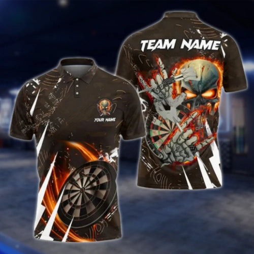 Custom Skeleton Dart Polo Shirt For Men, Custom Skull Darts Team Shirts DAT0432