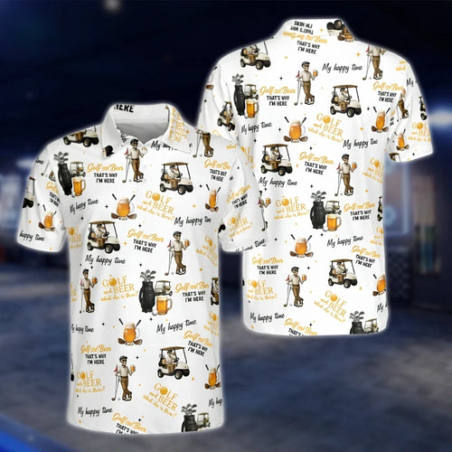 Golf And Beer That's Why I'm Here Skeleton Golf Polo Shirt For Men, Funny Beer Golf Shirt GOF0122