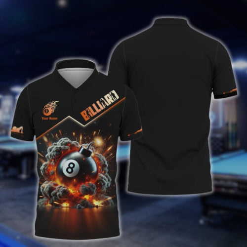 Custom 8 Ball Billiard Polo Shirt For Men, Custom 8 Ball Billiard Shirts BLD0043