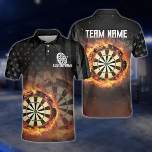 Custom Fire Dart Men's Polo Shirt, Custom Flame Dart Shirts For Team DAT0361