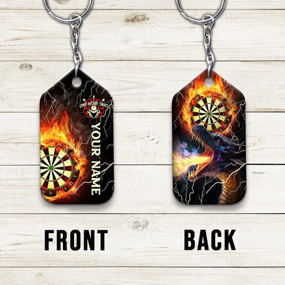Thunder Flame Bullseye Dartboard Personalized Name 3D Dragon And Darts Keychain For Dart Team Player ORN0183