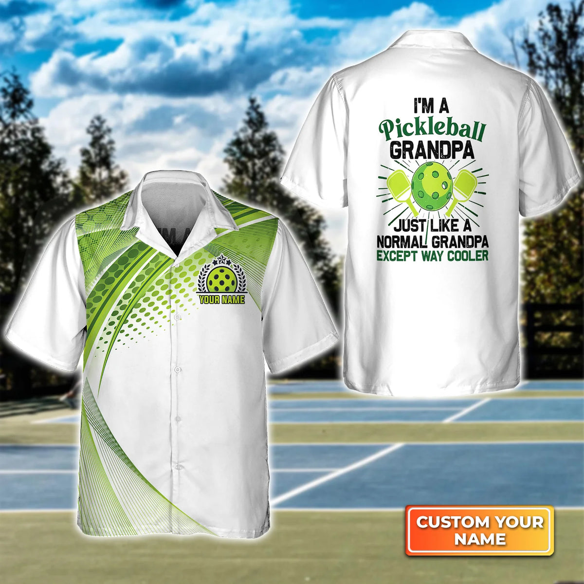 Pickleball Grandpa Like Normal Grandpa Personalized Name 3D Hawaiian Shirt QB95 Gift For Pickleball Player PKL0017