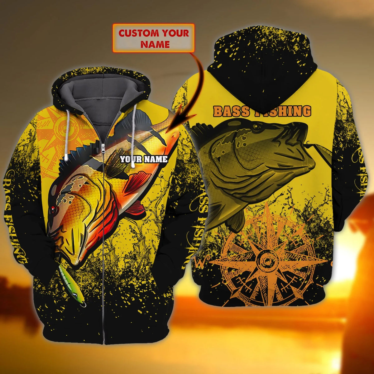 Bass Fishing 3D Zipper Hoodie FISH0091