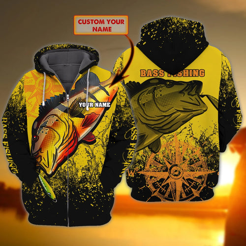 Bass Fishing 3D Zipper Hoodie FISH0091
