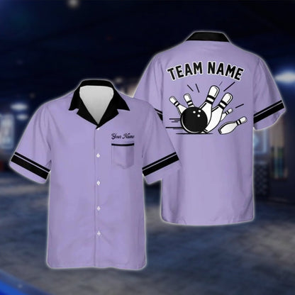 Custom Mens Blue Bowling Hawaiian Shirt, Custom Bowling Team Shirts BE0089 BOW0002