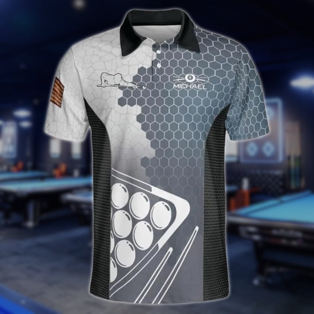 Custom Team Blue And White Billiard Polo Shirts For Mens, Custom Billiard Shirts BLD0129
