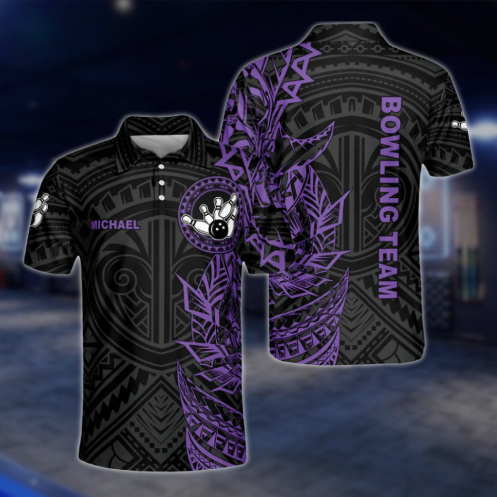 Custom Black and Red Tribal Bowling Polo Shirts Mens, Custom Team Tribal Bowling Shirts BZ0199 BOW0478