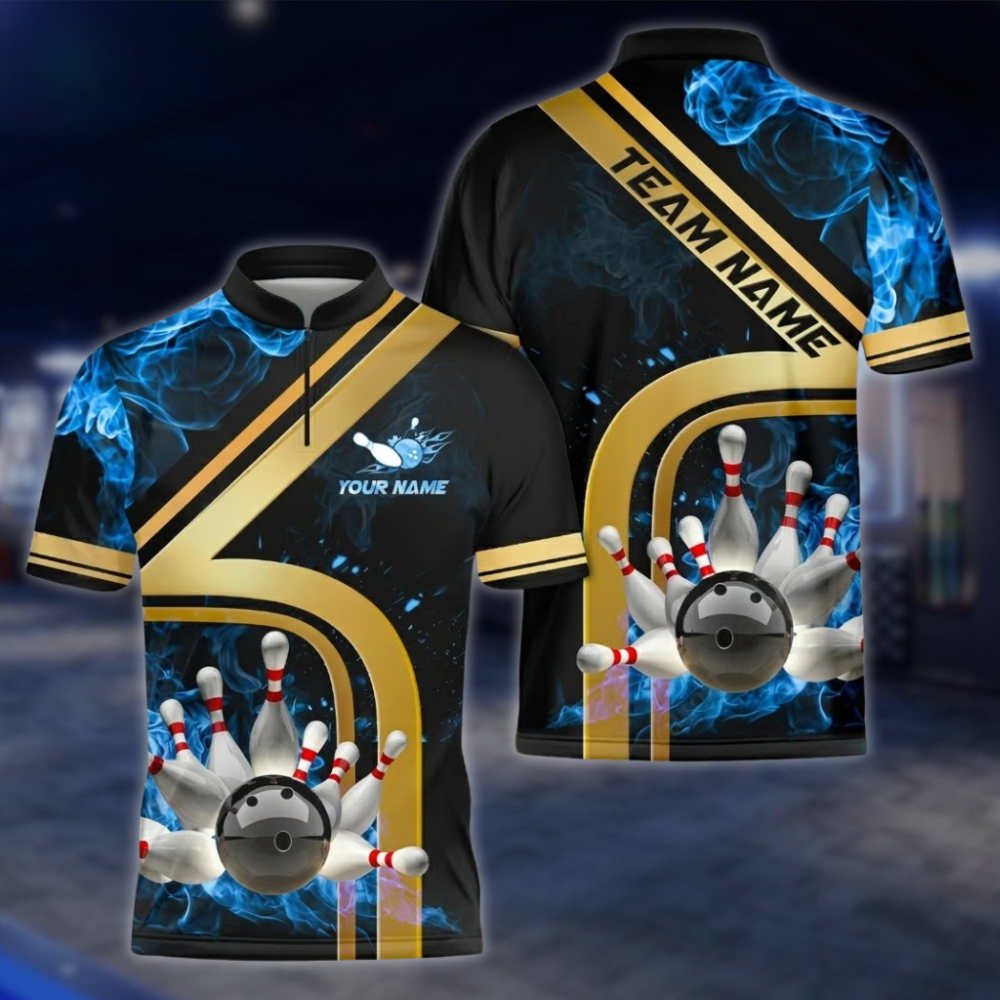 Personalized Flame Bowling Jersey For Men, Custom Flame Bowling Team Shirt BZ0864 BOW0082