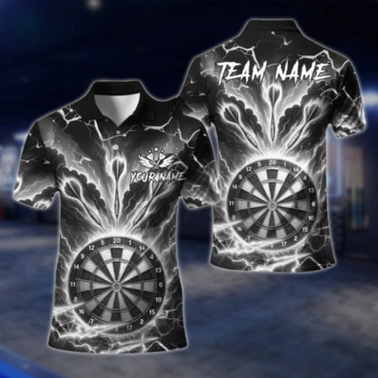 Custom Thunder Cyan Dart Polo Shirt For Men, Custom Team Thunder Darts Shirts DAT0370