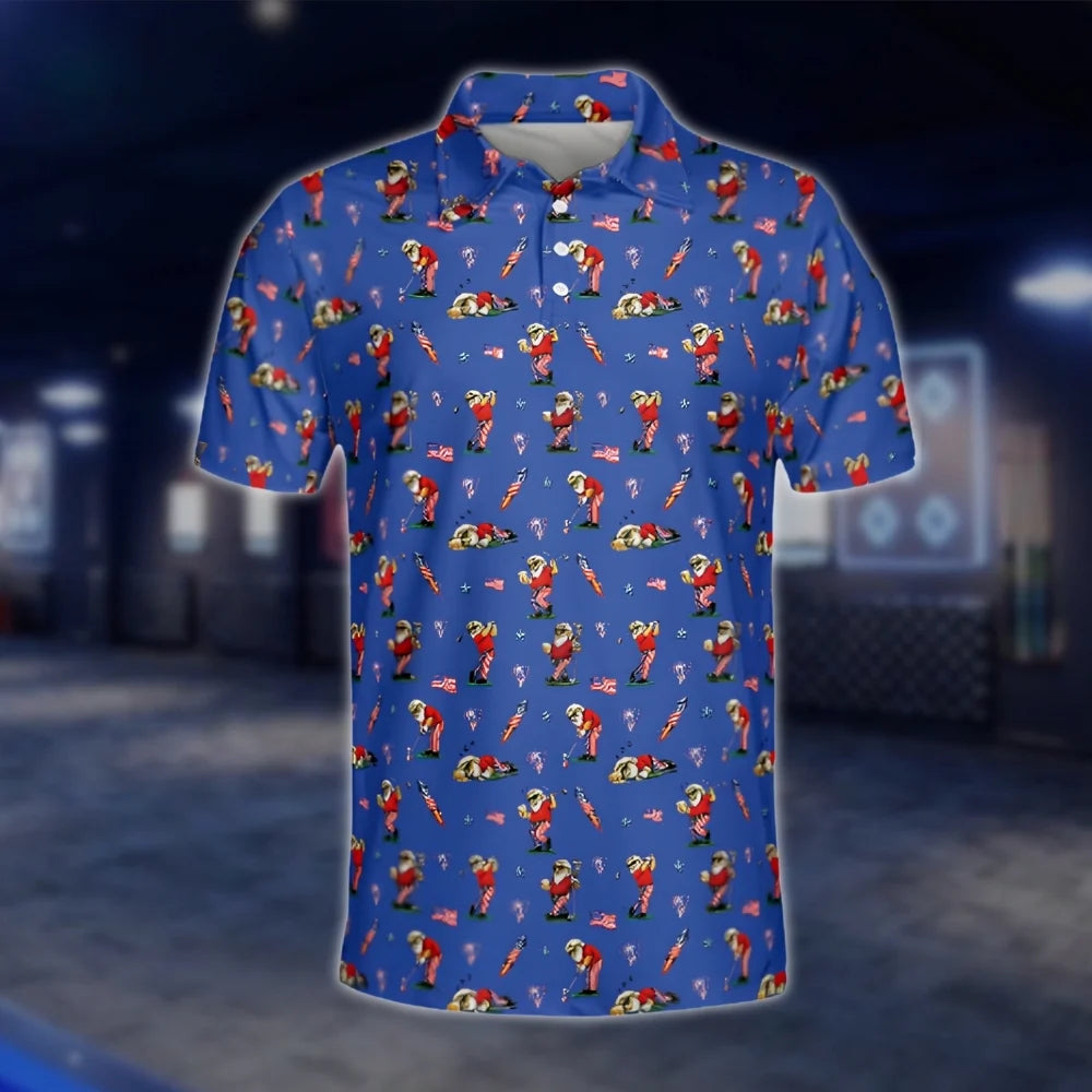 Beer And Old Man Blue Golf Polo Shirt For Men, Beer Golf Shirts GOF0095