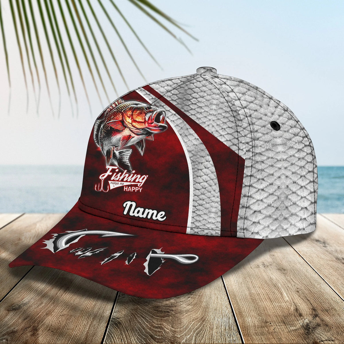 Bass Fishing 02- Personalize Name Cap FISH0040