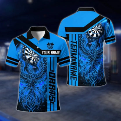 Phoenix Red Flame Custom Mens Darts Polo Shirt, Custom Phoenix Dart Team Shirts DAT0318